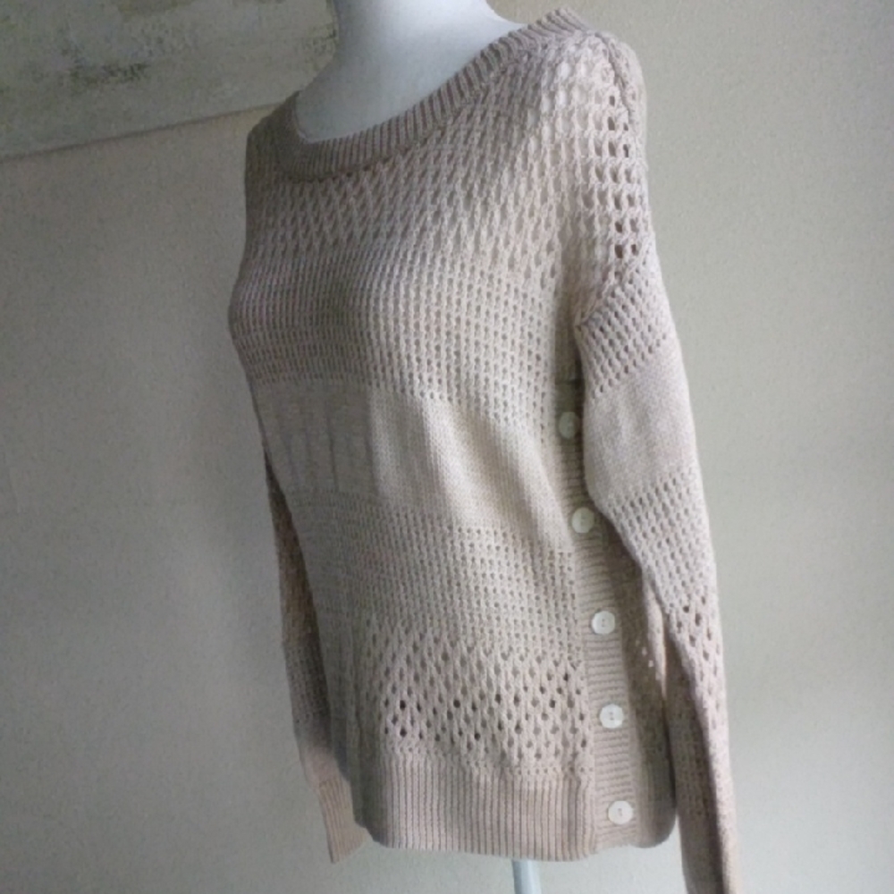 Victoria's Secret Cream Open-Knit Side-Button Sweater